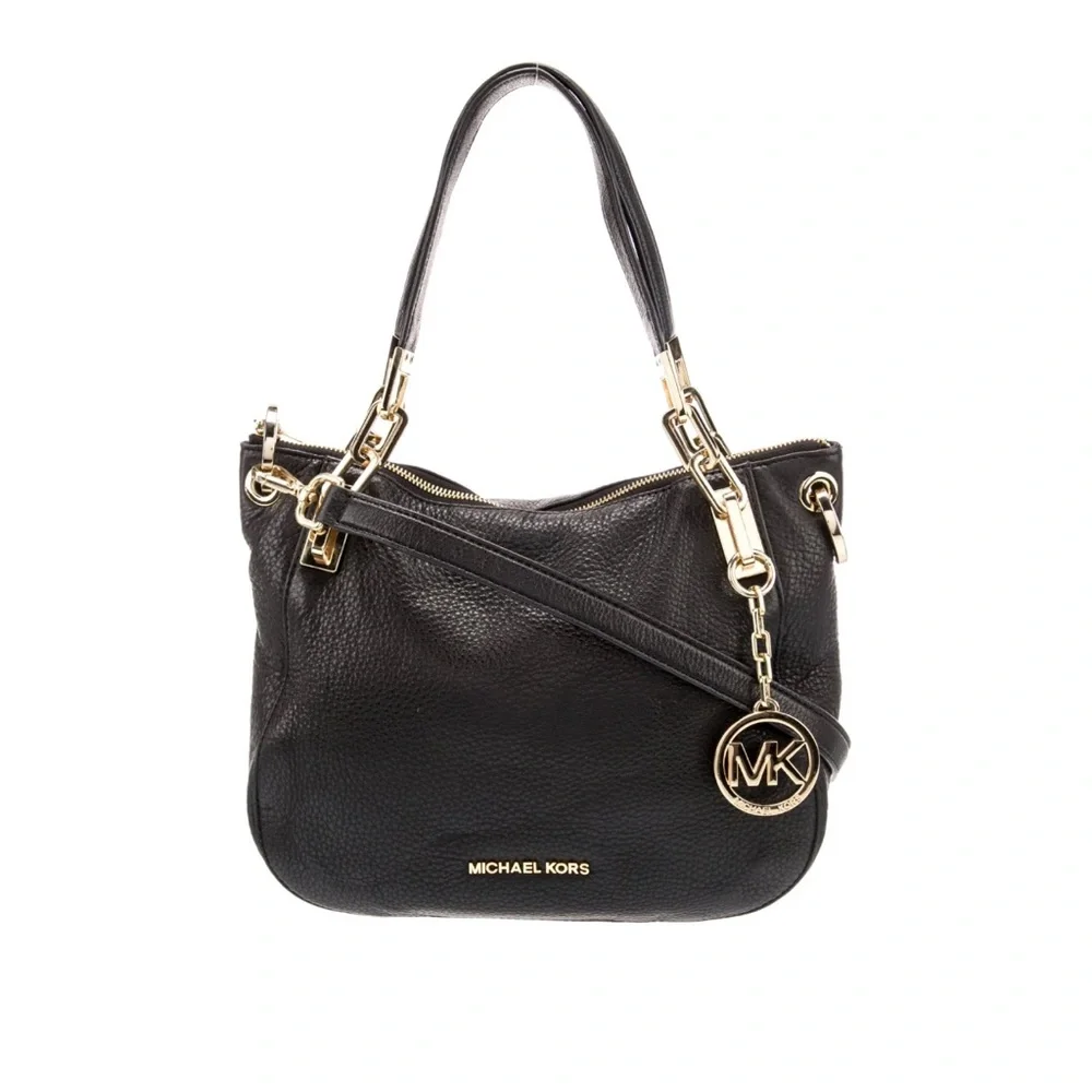 Michael Kors Brooke Black crossbody Shoulder Bag with Gold Accents